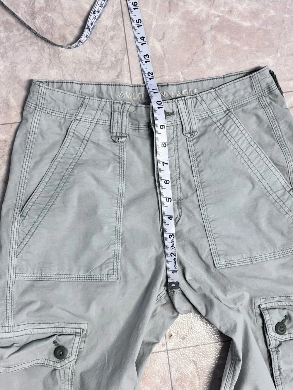 American Eagle Baggy Cargo Pants Green Stretch Utility Size 4 Regular - Picture 6 of 9
